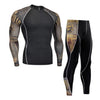 Image of Long-sleeved Tights Printed Men's Fitness Suit Two Sets of Quick-drying T-shirts,