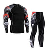 Image of Long-sleeved Tights Printed Men's Fitness Suit Two Sets of Quick-drying T-shirts,