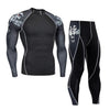Image of Long-sleeved Tights Printed Men's Fitness Suit Two Sets of Quick-drying T-shirts,