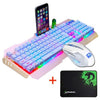 Image of Wired Keyboard Wired 2400DPI Mouse Sets Combo LED Backlit Multimedia Ergonomic USB Gaming Keyboard Metal Waterproof Mouse Pad