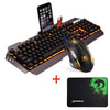Image of Wired Keyboard Wired 2400DPI Mouse Sets Combo LED Backlit Multimedia Ergonomic USB Gaming Keyboard Metal Waterproof Mouse Pad