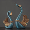 Image of European Resin Couple Swan Ornament Home Decoration Crafts Wedding Gift Home Desk Figurines TV Cabinet