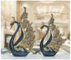 Image of European Resin Couple Swan Ornament Home Decoration Crafts Wedding Gift Home Desk Figurines TV Cabinet