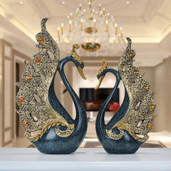 European Resin Couple Swan Ornament Home Decoration Crafts Wedding Gift Home Desk Figurines TV Cabinet