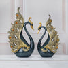 Image of European Resin Couple Swan Ornament Home Decoration Crafts Wedding Gift Home Desk Figurines TV Cabinet