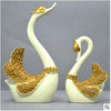 Image of European Resin Couple Swan Ornament Home Decoration Crafts Wedding Gift Home Desk Figurines TV Cabinet