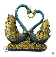 European Resin Couple Swan Ornament Home Decoration Crafts Wedding Gift Home Desk Figurines TV Cabinet