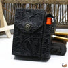 Image of 20 Sticks Tang Grass Leather Cigarette Case Personalized Cowhide Bag With Detachable Lighter Set Retro Gadgets For Men