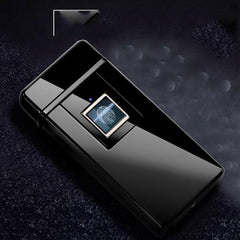 75*36mm High-end Fingerprint Recognition Plasma Lighter  Windproof Flameless USB Charge Cigarette Metal Creative Smoking Gadget