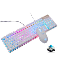 USB Wired Mechanical Feel Keyboard LED 104 keys Optical Gaming Mouse Set Black Axis, Green Axis