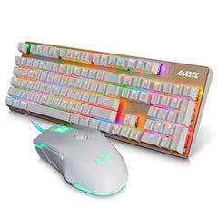 USB Wired Mechanical Feel Keyboard LED 104 keys Optical Gaming Mouse Set Black Axis, Green Axis