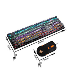 Magic Refiner MK5 Wired Mechanical Keyboard Mouse Set Vintage Round Keycap RGB Backlight Gaming Keyboard For PC