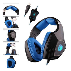 SADES A60 Internet Cafe Gaming Headphones Wired  Virtual 7.1 Surround Stereo Deep Bass Game Headset With Microphone