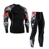 Image of Long-sleeved Tights Printed Men's Fitness Suit Two Sets of Quick-drying T-shirts,