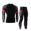 Image of Long-sleeved Tights Printed Men's Fitness Suit Two Sets of Quick-drying T-shirts,