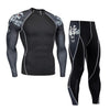 Image of Long-sleeved Tights Printed Men's Fitness Suit Two Sets of Quick-drying T-shirts,