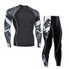 Image of Long-sleeved Tights Printed Men's Fitness Suit Two Sets of Quick-drying T-shirts,