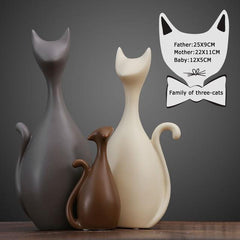 3/4pcs Nordic Modern Abstract Deer Cat Figurines Family Creative Home Decoration Ceramic Crafts Wedding
