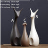 Image of 3/4pcs Nordic Modern Abstract Deer Cat Figurines Family Creative Home Decoration Ceramic Crafts Wedding