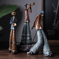 Creative Figure Art Music Rock Band Resin Statue Fun Retro Musician Home Decoration Saxophone Guitar Singer