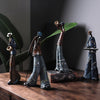 Image of Creative Figure Art Music Rock Band Resin Statue Fun Retro Musician Home Decoration Saxophone Guitar Singer