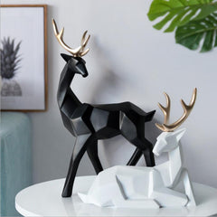 Nordic Style Creative 3D Solid Geometry Lucky Deer Ornaments Resin Craft Home Furnishing Decoration Office