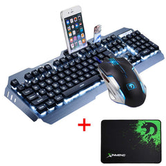 Wired Keyboard Wired 2400DPI Mouse Sets Combo LED Backlit Multimedia Ergonomic USB Gaming Keyboard Metal Waterproof Mouse Pad