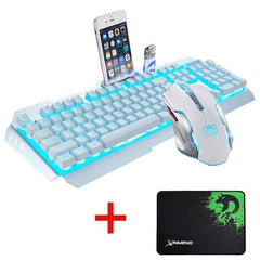 Wired Keyboard Wired 2400DPI Mouse Sets Combo LED Backlit Multimedia Ergonomic USB Gaming Keyboard Metal Waterproof Mouse Pad