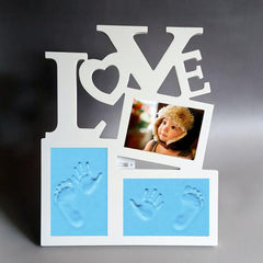 Baby Hand&Foot Print Hands And Feet Mold Maker Solid Wooden Photo Frame With Cover Fingerprint Mud Set