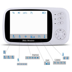 Podofo Wireless 3.5'' Baby Monitor Digital Video Audio Music Portable Infant Camera Nanny Monitor Temperature