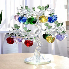 Crystal Apple Tree with 12 8 6 Apples Fengshui Crafts Home Decor